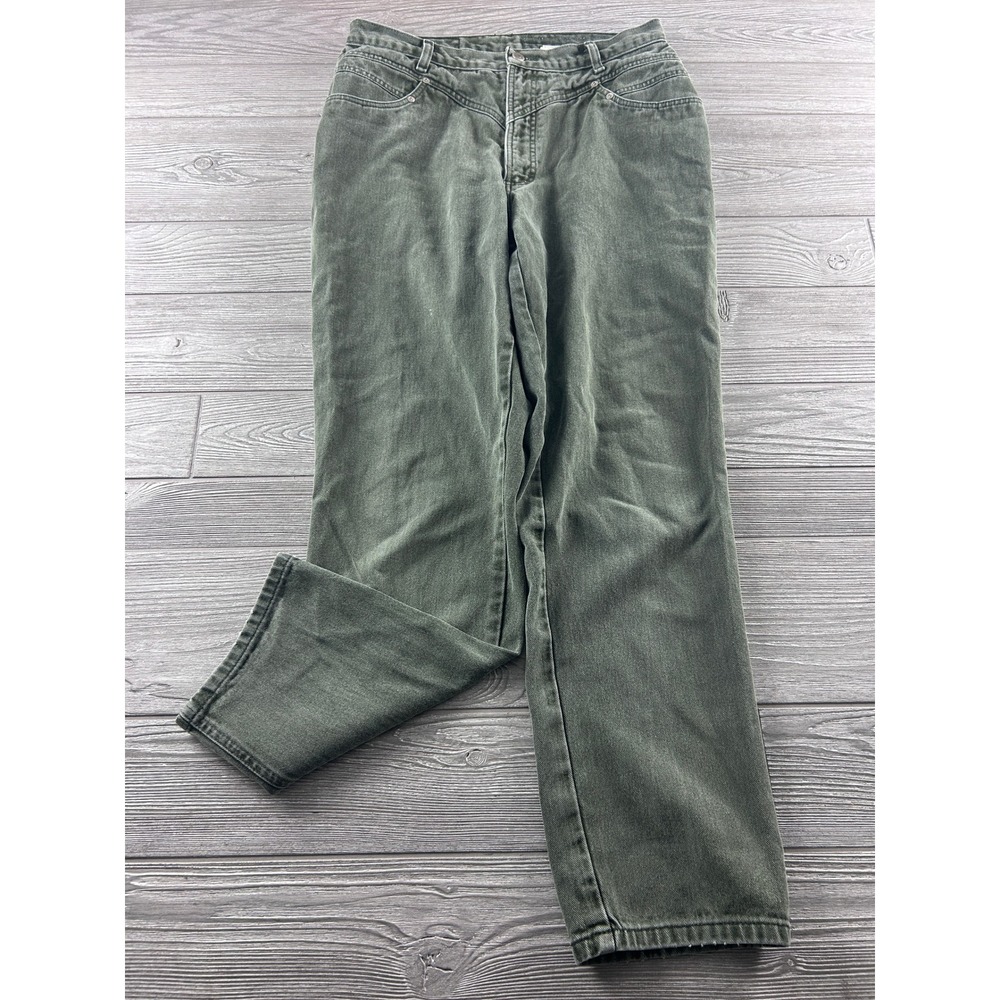 Vintage Lawman Western Jeans High Rise Triple Yoke Green Denim 16W 156117